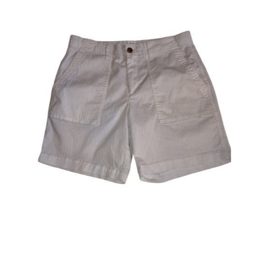 GAP Girlfriend Chino Shorts Size 6 Gray White Herringbone Stripe Textured